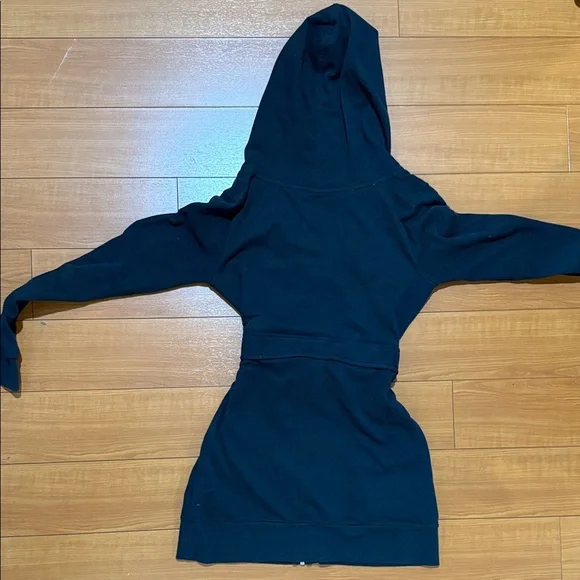 Victoria Secret Black Hooded Zip-Up Jacket with Belt - Picture 5 of 7